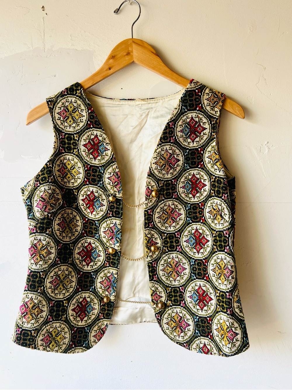 Vintage Embroidered Multi-Color Mosaic Vest